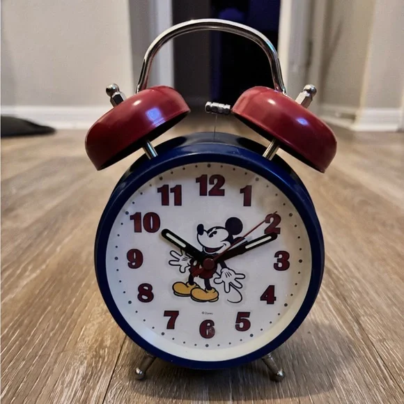 Disney Mickey Mouse Blue and Burgundy Clock - Picture 1 of 2